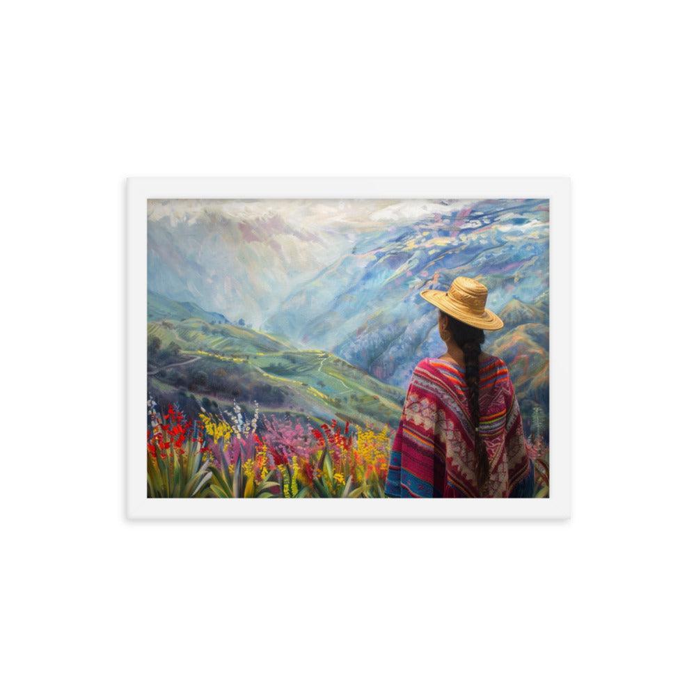 Ecuador Highlands Woman Scenic Painting Framed Poster - Oh Posters