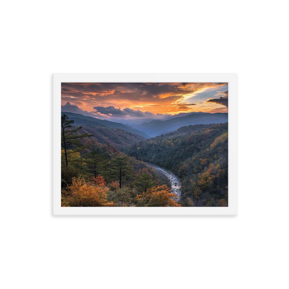 Georgia Sunset Over Mountain Valley Framed Poster - Oh Posters