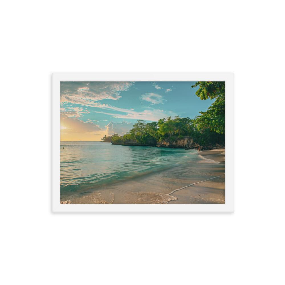 Jamaica Tranquil Seaside Sunset Framed Poster - Oh Posters