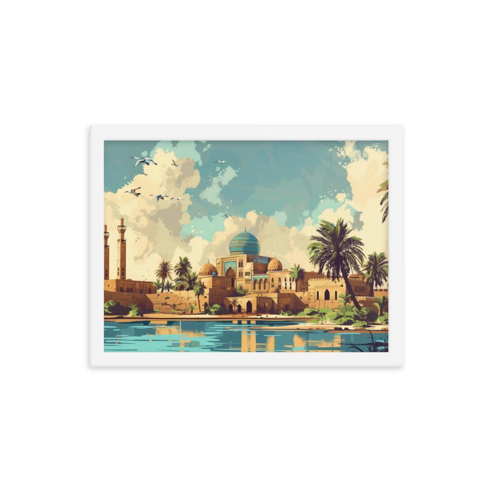 Iraq Riverside Mosque Tropical Landscape Framed Poster - Oh Posters