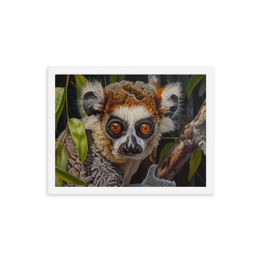 Madagascar Brown Lemur Realistic Wildlife Art Framed Poster - Oh Posters