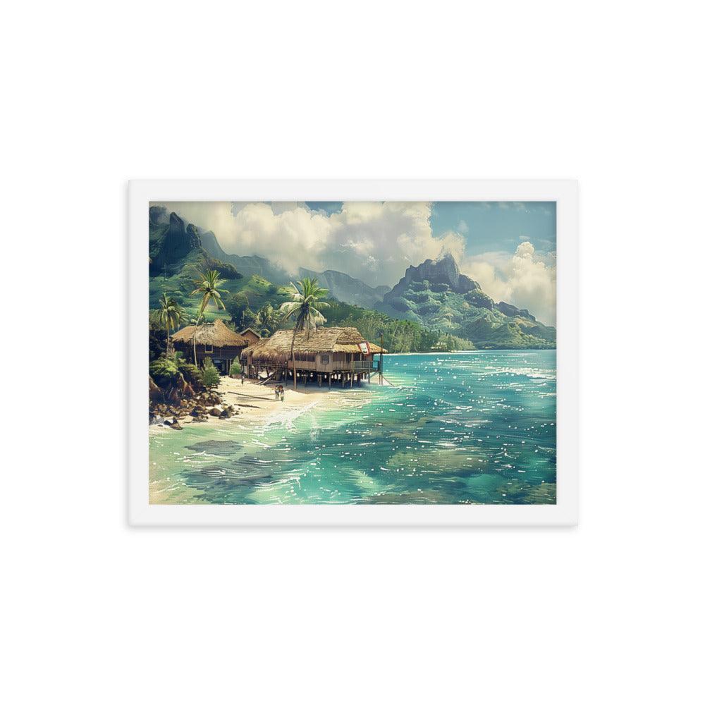 Nauru Tropical Beachside Village Framed Poster - Oh Posters