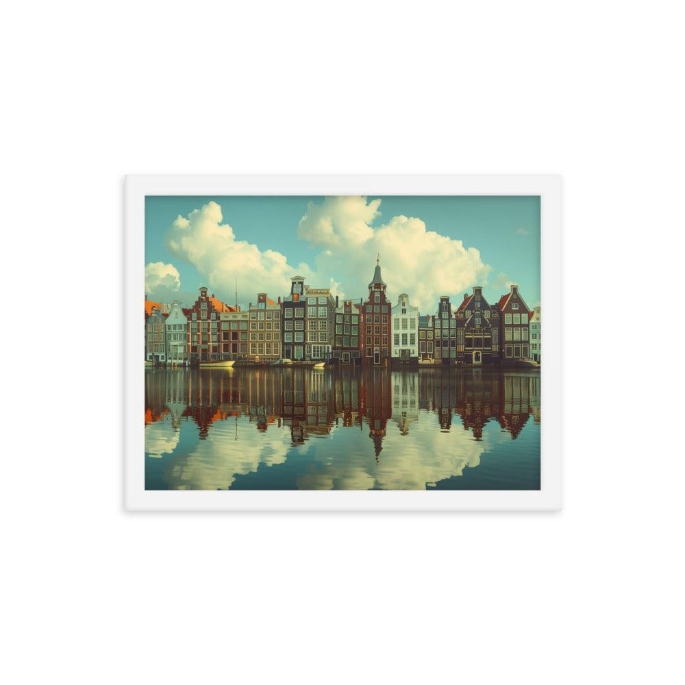 Netherlands Historic Amsterdam Canal Houses Framed Poster - Oh Posters