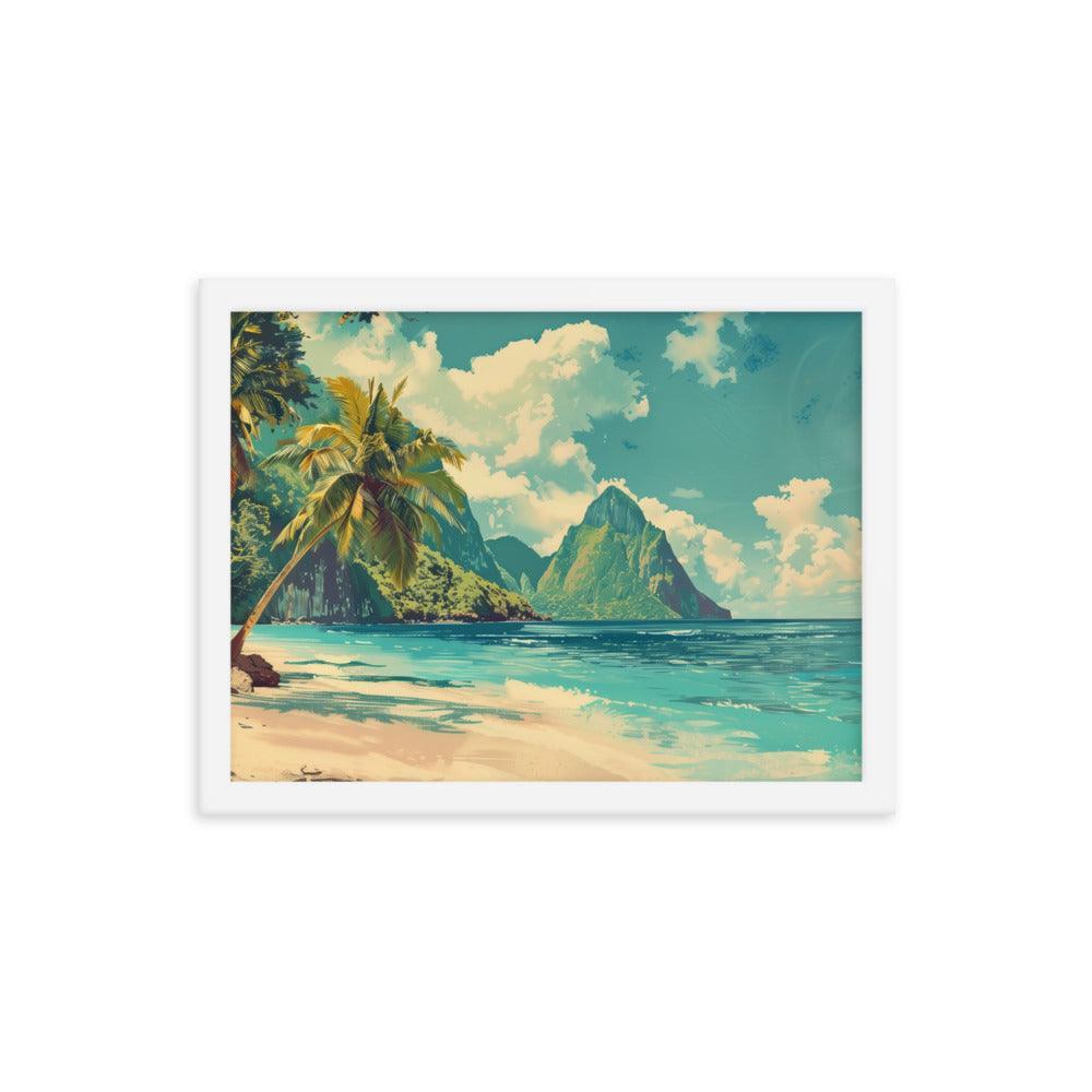 Saint Vincent and the Grenadines Pristine Beach Tropical Framed Poster - Oh Posters