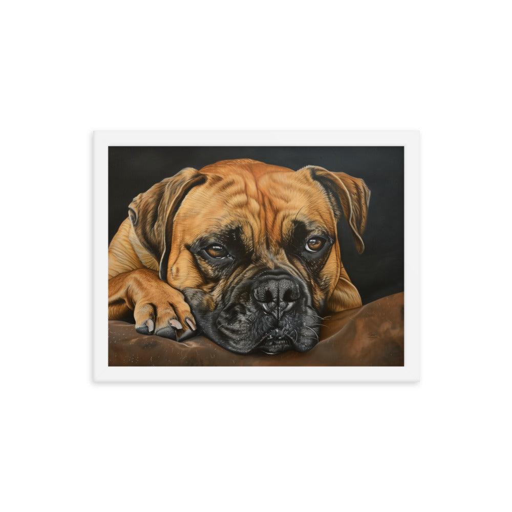 Bullmastiff Resting Portrait Painting Framed Poster - Oh Posters