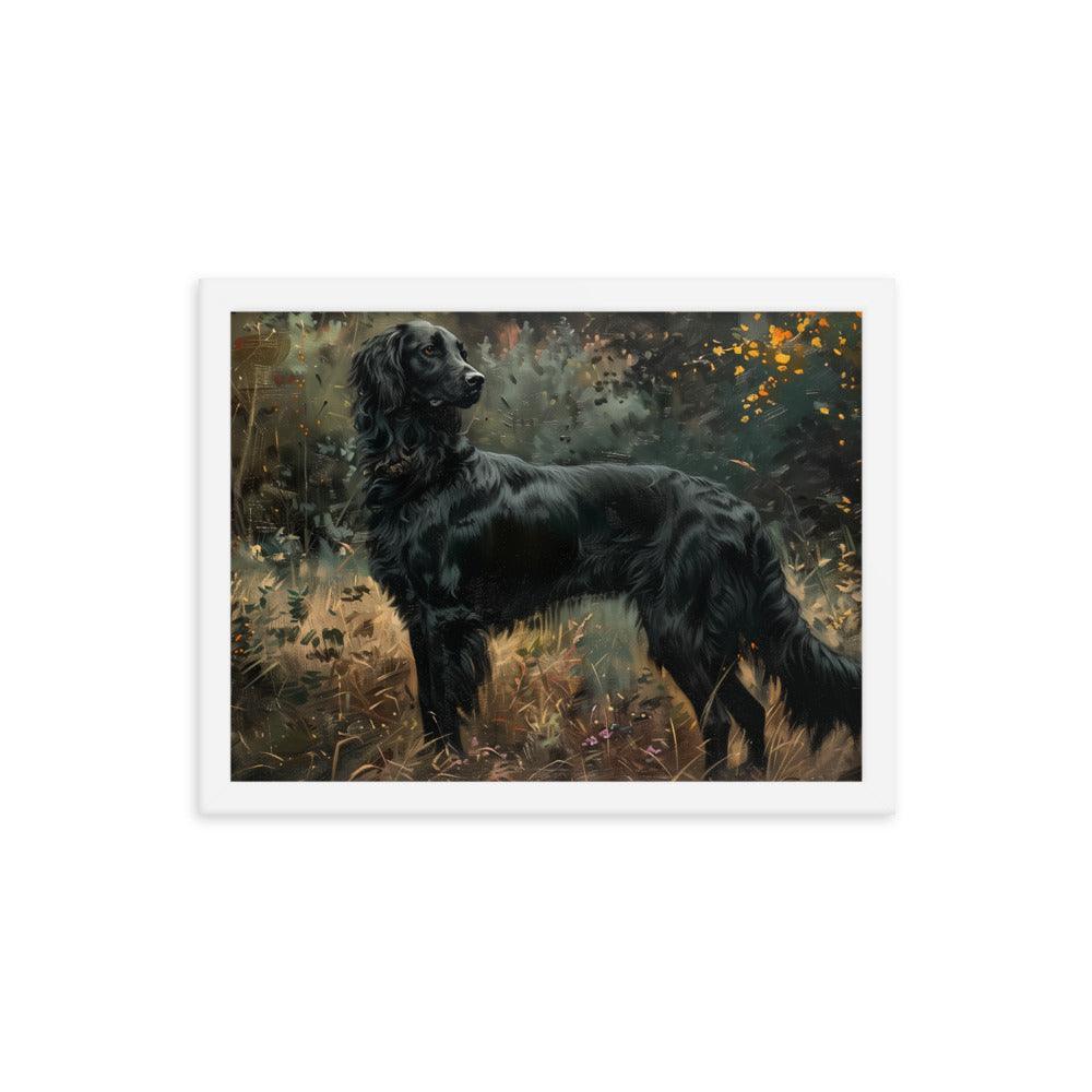 Flat-Coated Retriever in Forest Painting Framed Poster - Oh Posters