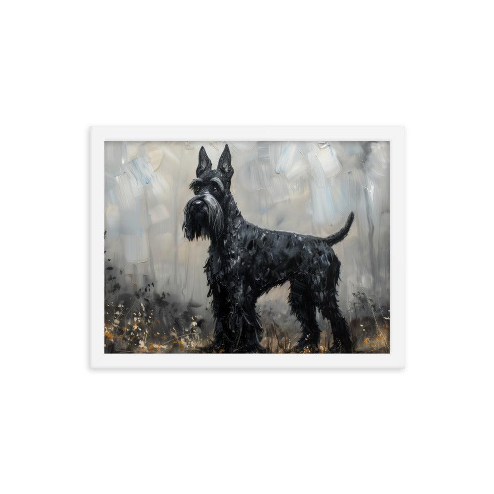 Giant Schnauzer Abstract Black and Gray Portrait Framed Poster - Oh Posters