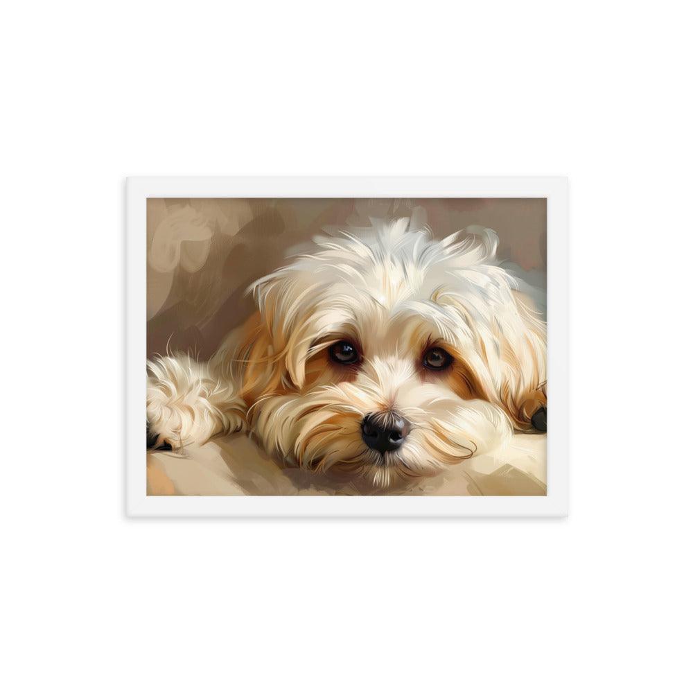 Havanese Puppy Resting Digital Painting Framed Poster - Oh Posters