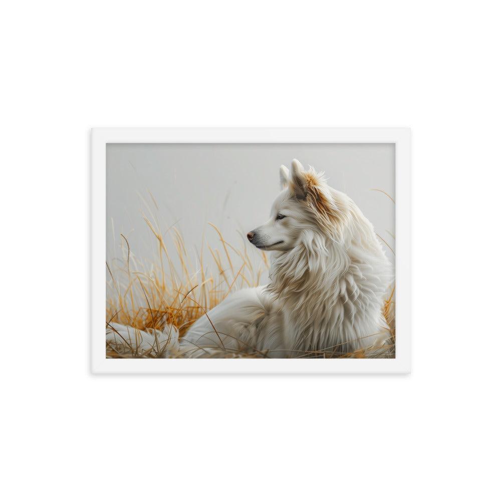 Icelandic Sheepdog in Golden Field Art Framed Poster - Oh Posters