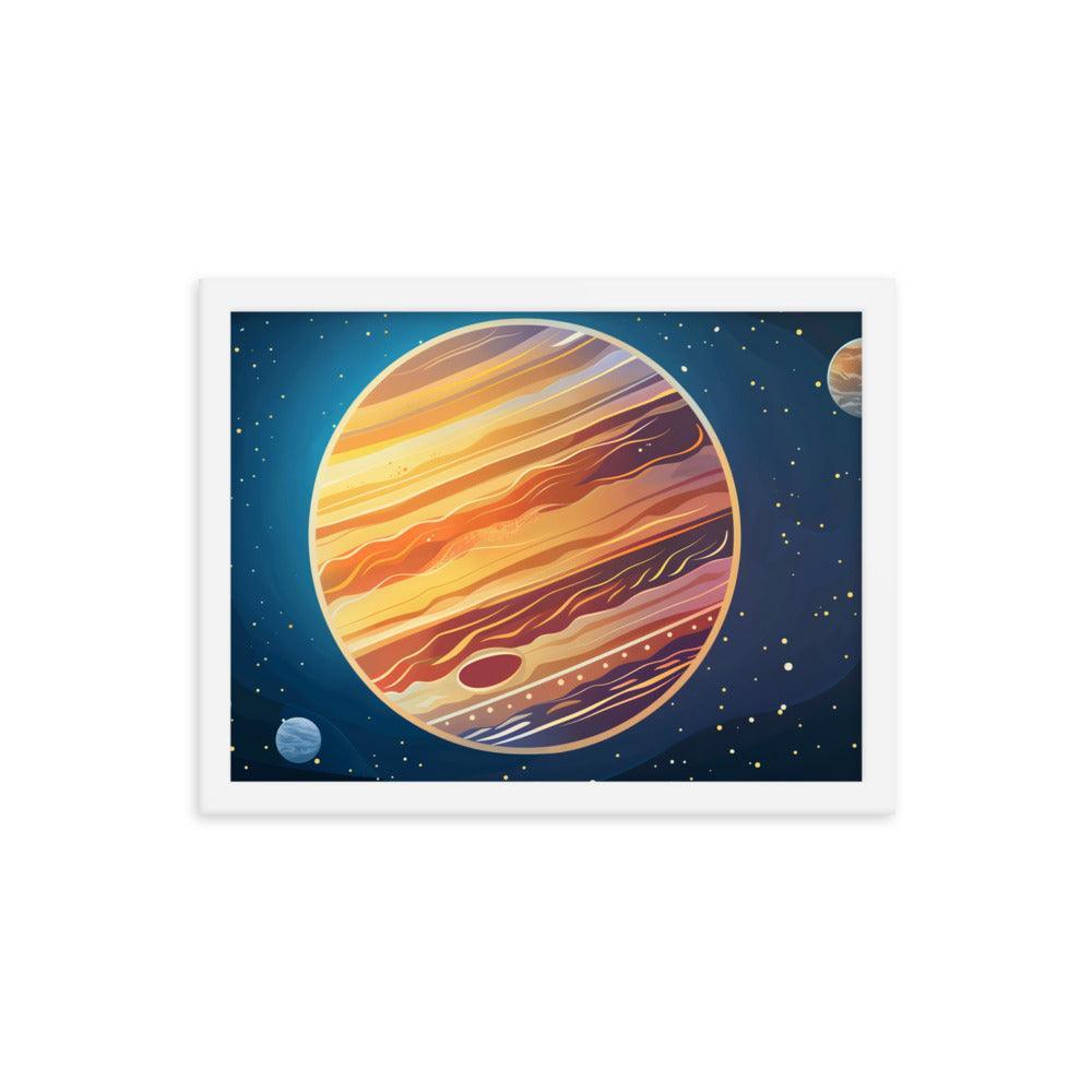 Jupiter Colorful Space Illustration Astronomy Art Framed Poster - Oh Posters