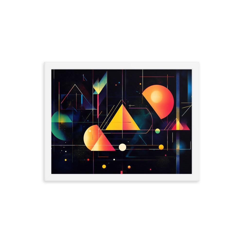 Cosmic Geometric Art with Abstract Shapes and Colorful Patterns for Modern Aesthetics Framed Poster - Oh Posters