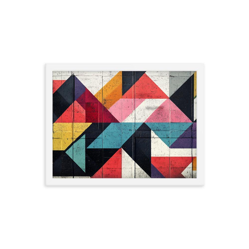 Vibrant Geometric Art Pattern With Bold Colors and Abstract Shapes Framed Poster - Oh Posters