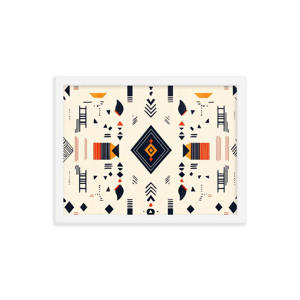 Boho Geometric Pattern with Tribal Vibes Framed Poster - Oh Posters