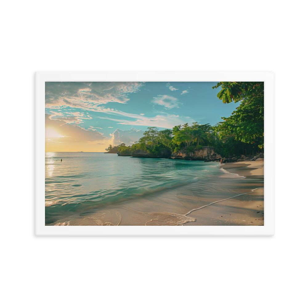 Jamaica Tranquil Seaside Sunset Framed Poster - Oh Posters