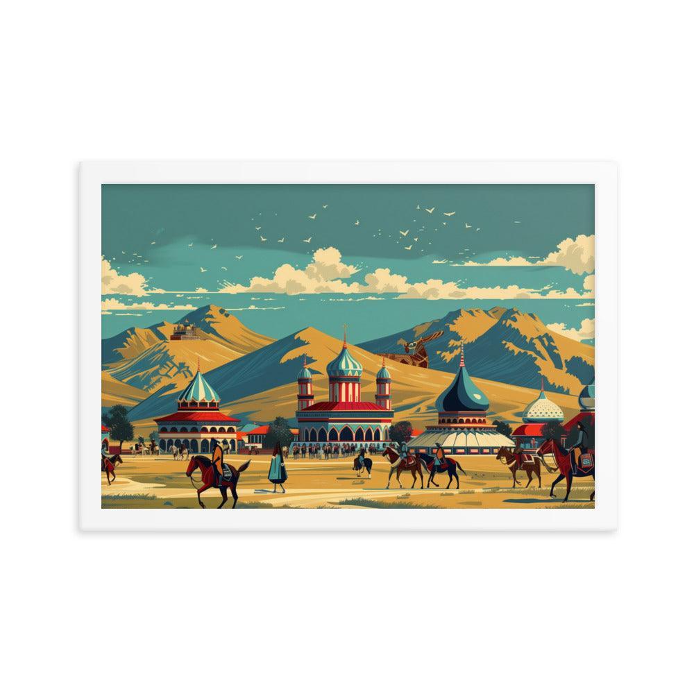 Kazakhstan Traditional Nomadic Settlement Framed Poster - Oh Posters