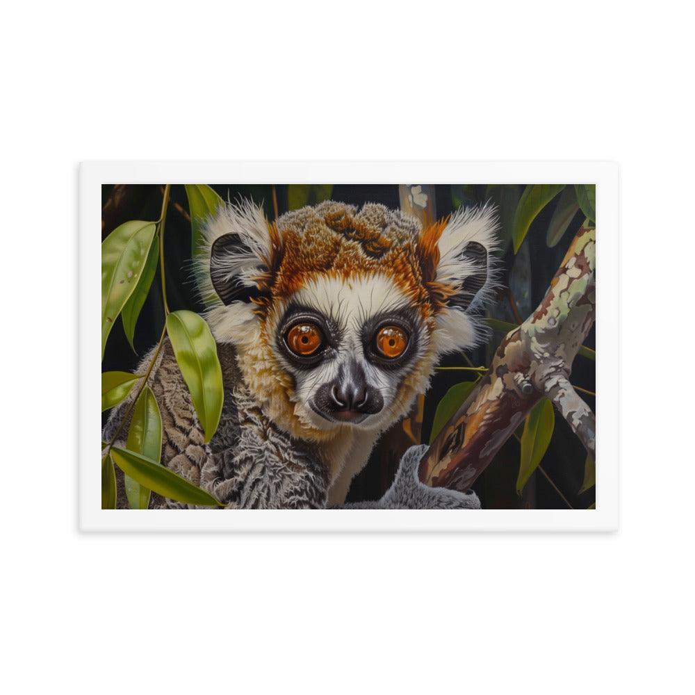 Madagascar Brown Lemur Realistic Wildlife Art Framed Poster - Oh Posters