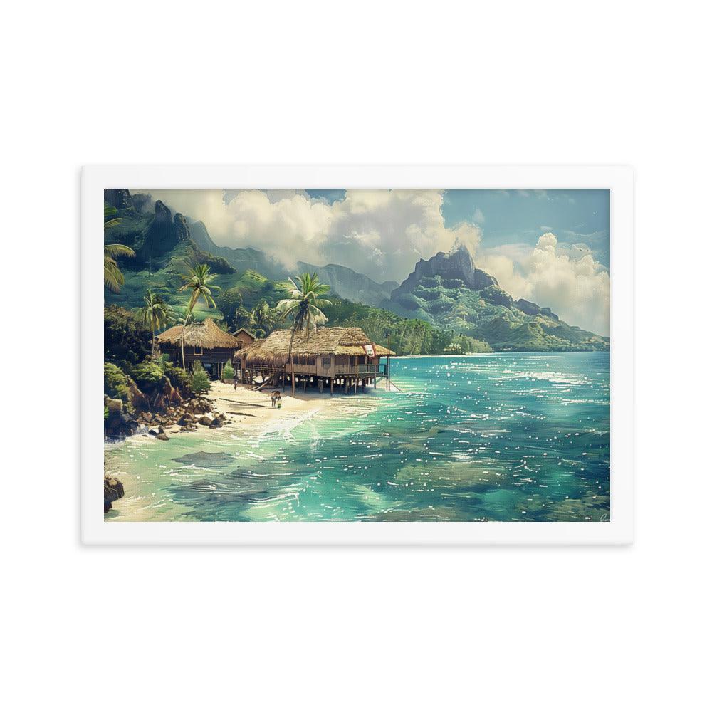 Nauru Tropical Beachside Village Framed Poster - Oh Posters