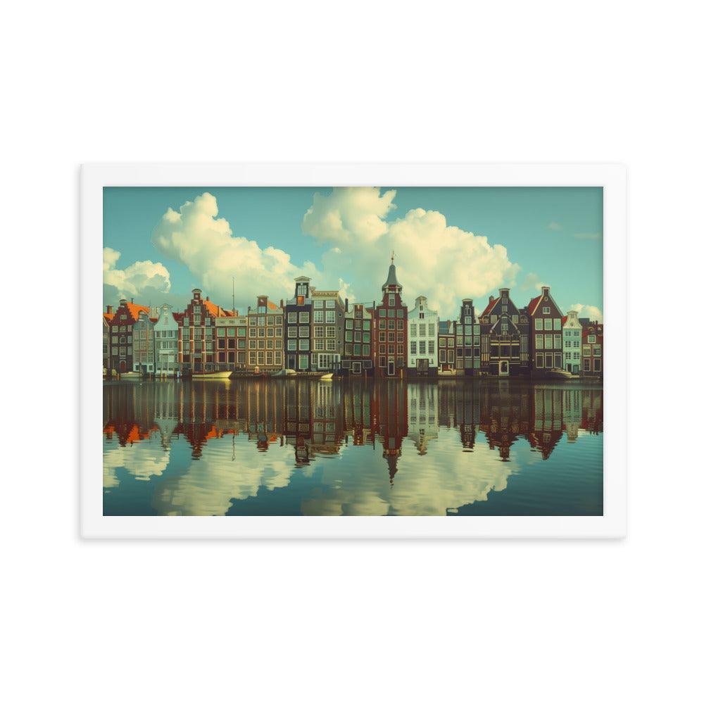 Netherlands Historic Amsterdam Canal Houses Framed Poster - Oh Posters