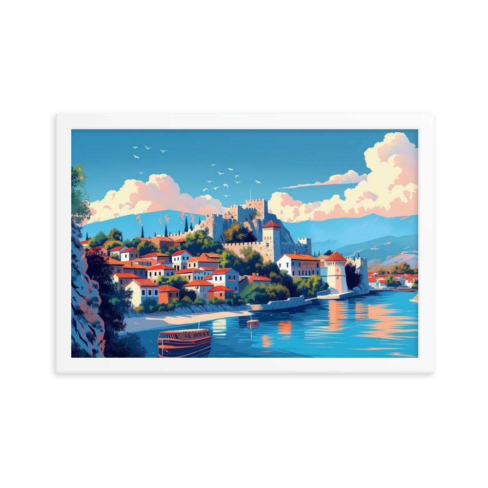 North Macedonia Historic Castle by the Lake Framed Poster - Oh Posters