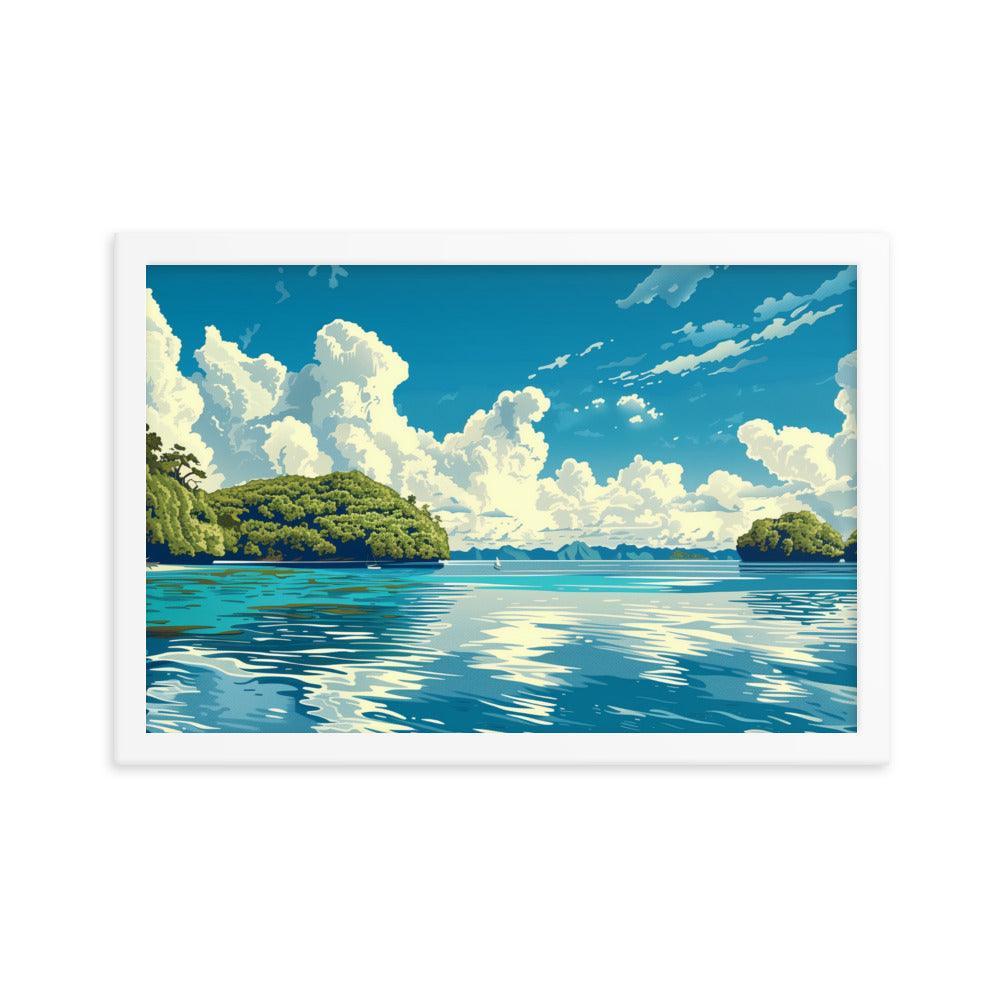 Palau Serene Island Sea View Framed Poster - Oh Posters