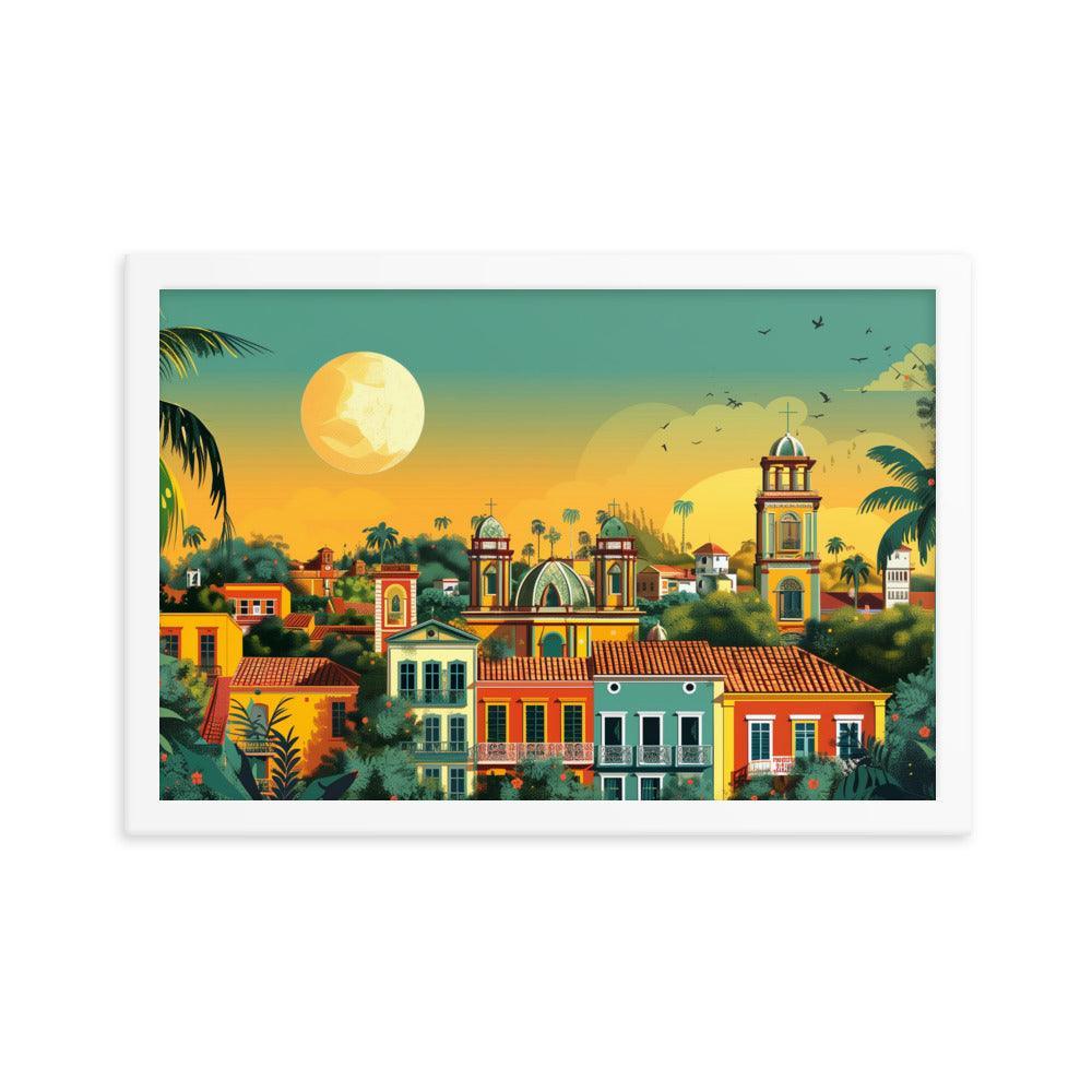 Paraguay Colonial Town Tropical Sunset Framed Poster - Oh Posters