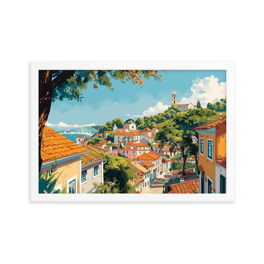 Portugal Charming Hillside Village Framed Poster - Oh Posters