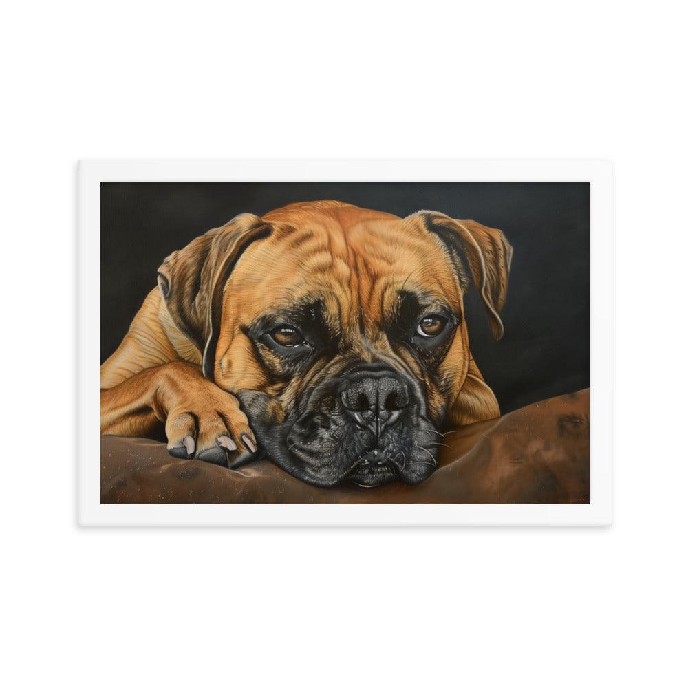 Bullmastiff Resting Portrait Painting Framed Poster - Oh Posters