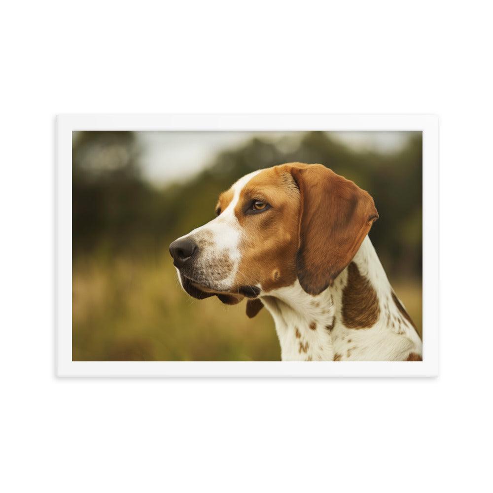 English Foxhound Side Profile in Nature Framed Poster - Oh Posters