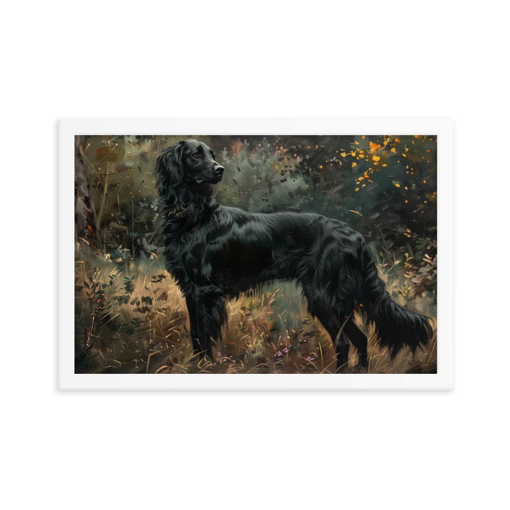 Flat-Coated Retriever in Forest Painting Framed Poster - Oh Posters