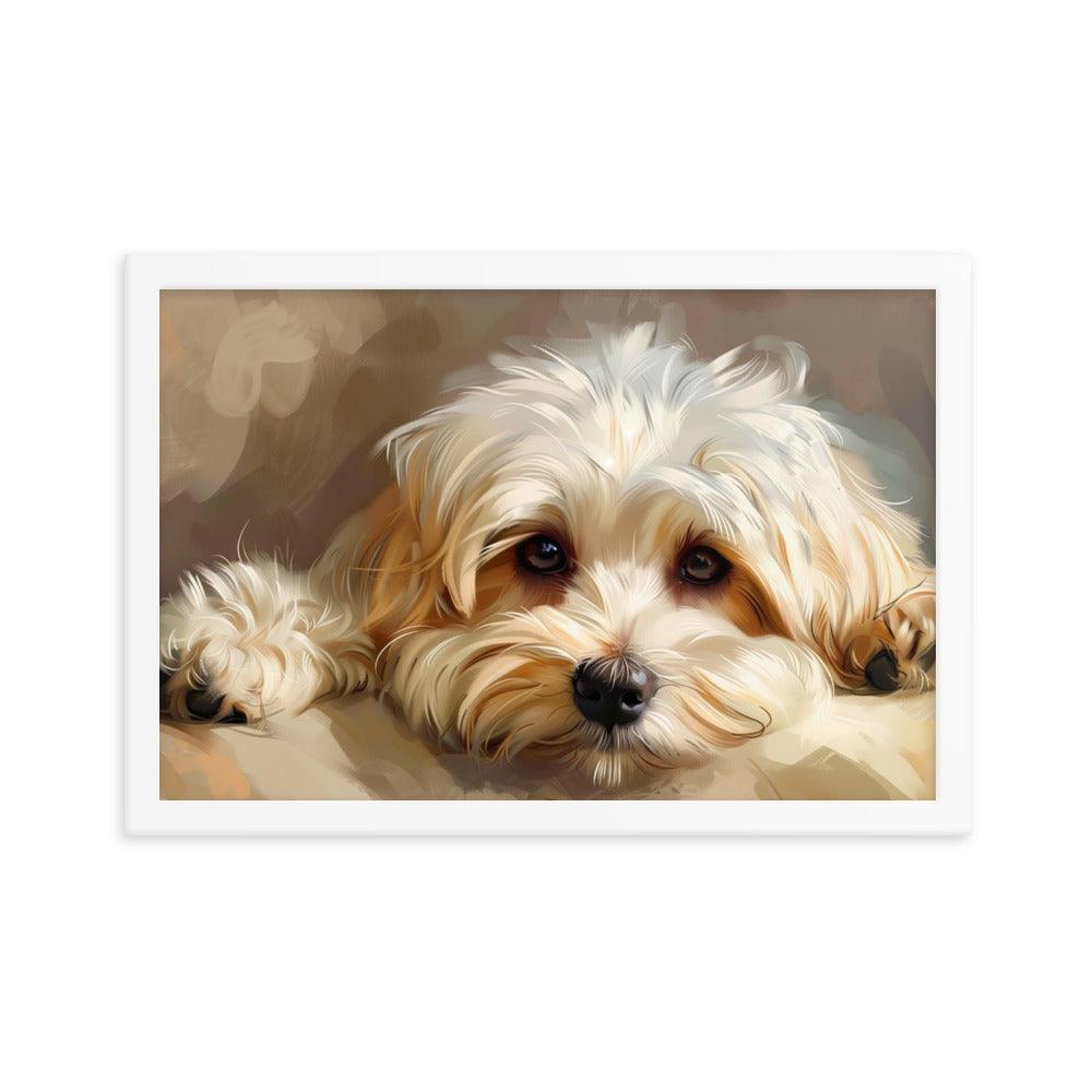 Havanese Puppy Resting Digital Painting Framed Poster - Oh Posters