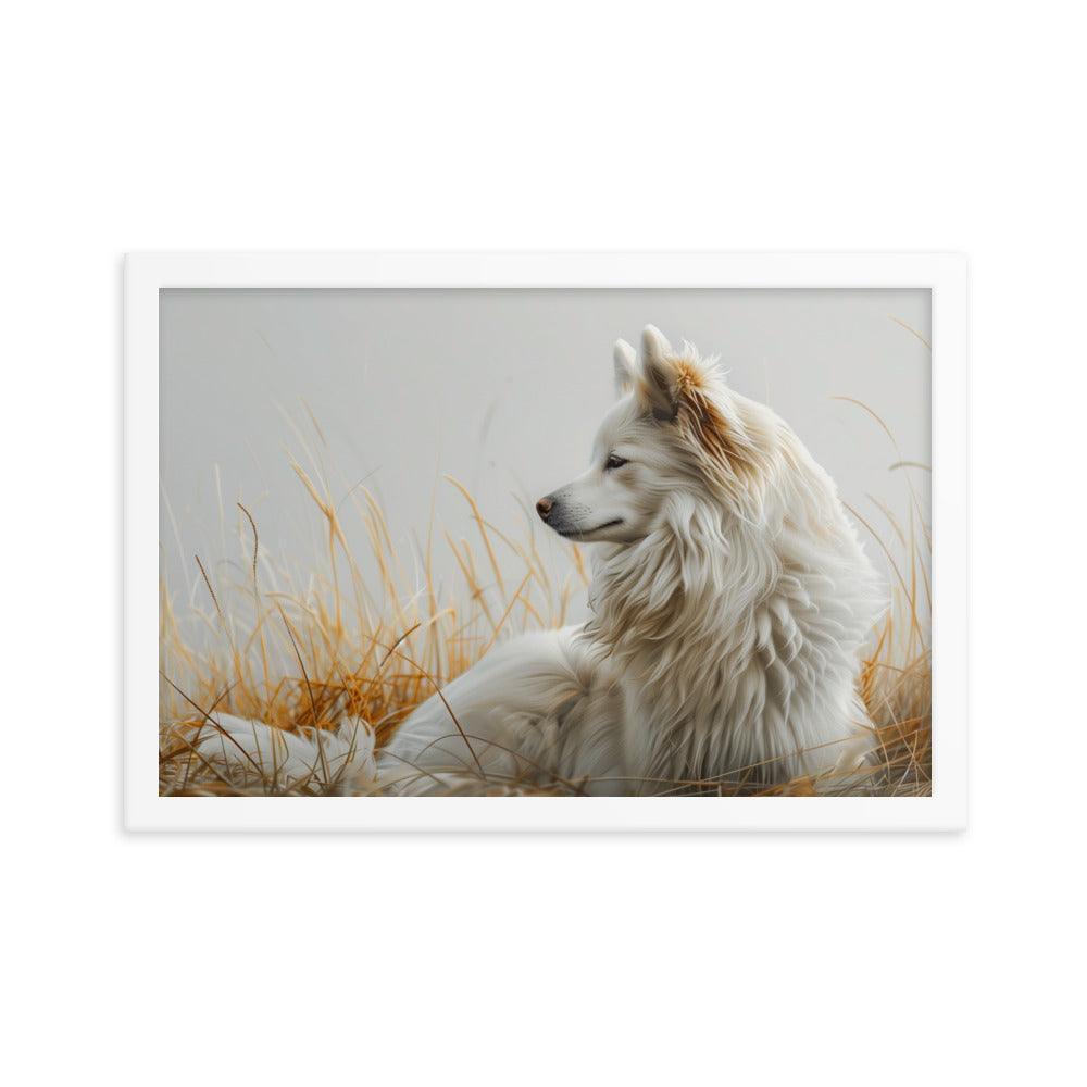 Icelandic Sheepdog in Golden Field Art Framed Poster - Oh Posters