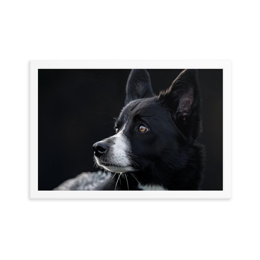 Karelian Bear Dog Side Profile Painting Framed Poster - Oh Posters