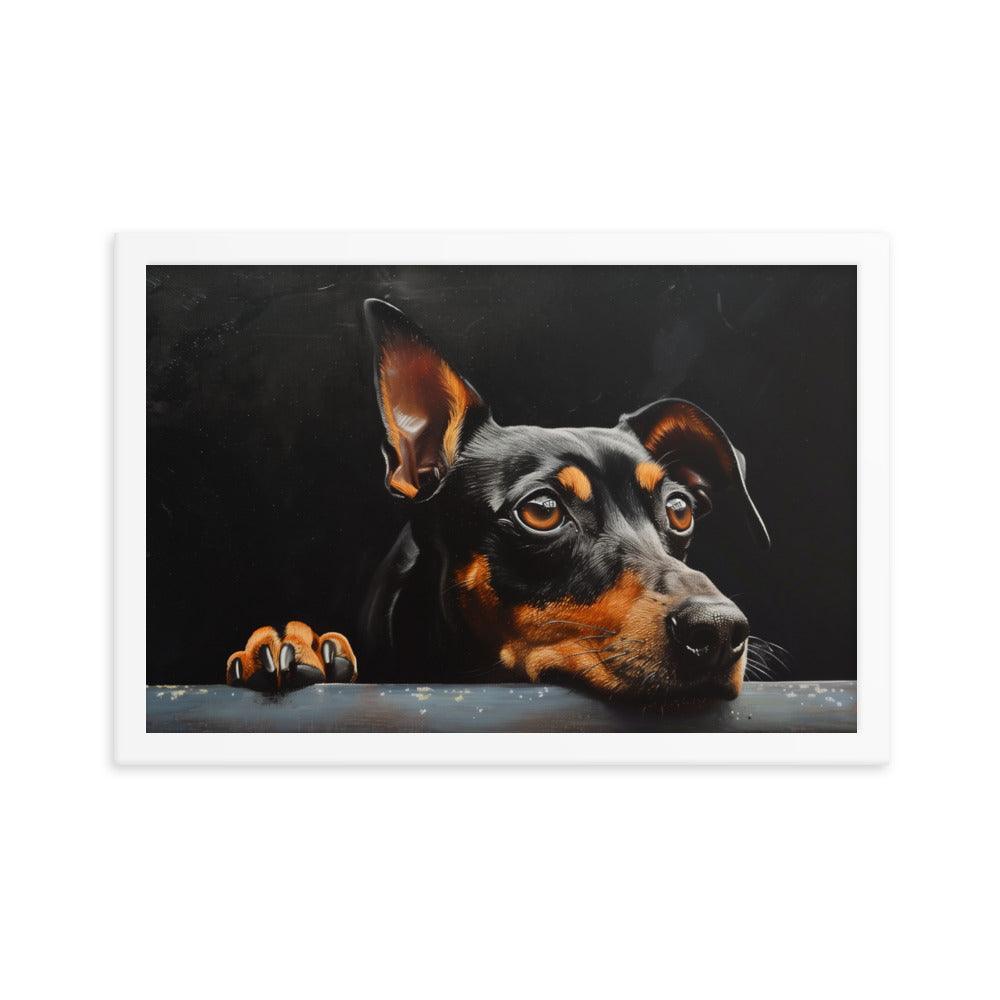 Manchester Terrier Painting with Dark Background Framed Poster - Oh Posters