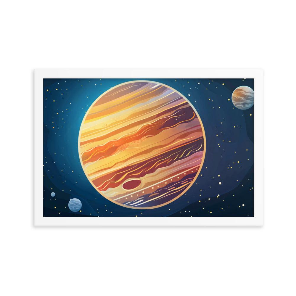 Jupiter Colorful Space Illustration Astronomy Art Framed Poster - Oh Posters