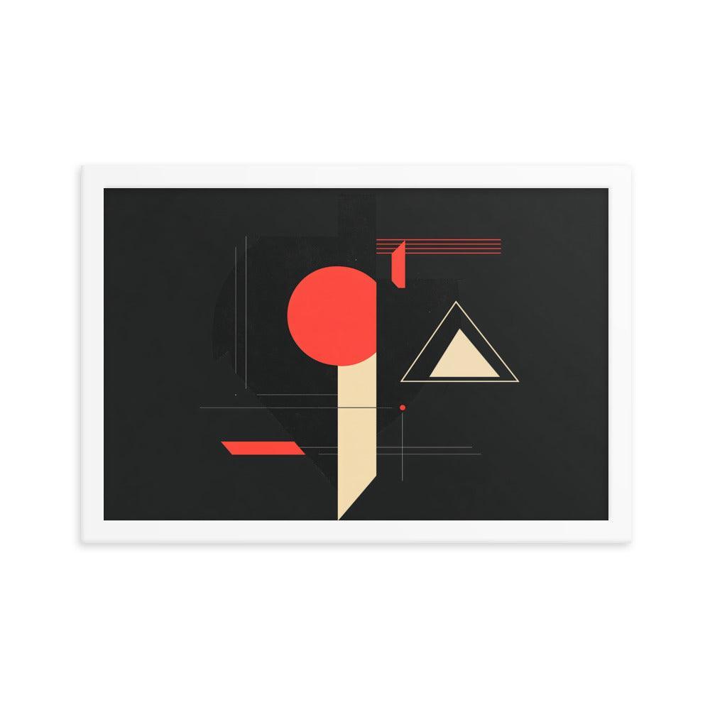 Bold Geometric Art Shapes Red Circle Black Framed Poster - Oh Posters