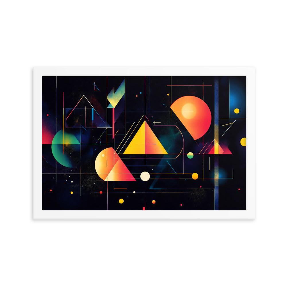 Cosmic Geometric Art with Abstract Shapes and Colorful Patterns for Modern Aesthetics Framed Poster - Oh Posters