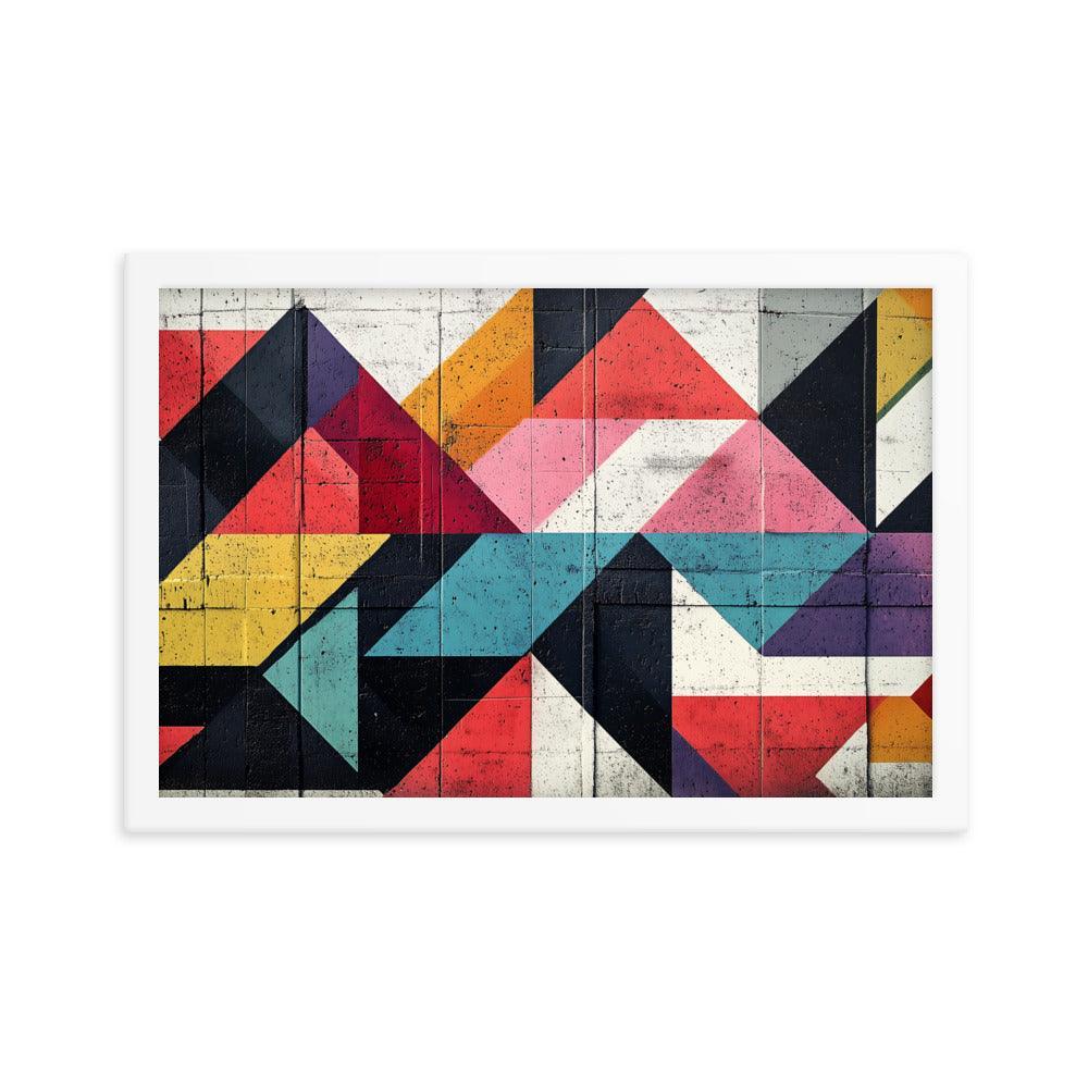 Vibrant Geometric Art Pattern With Bold Colors and Abstract Shapes Framed Poster - Oh Posters