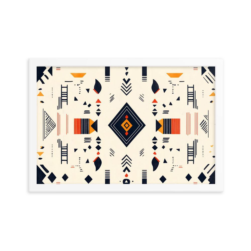 Boho Geometric Pattern with Tribal Vibes Framed Poster - Oh Posters