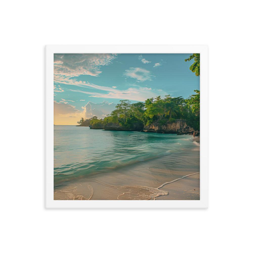 Jamaica Tranquil Seaside Sunset Framed Poster - Oh Posters