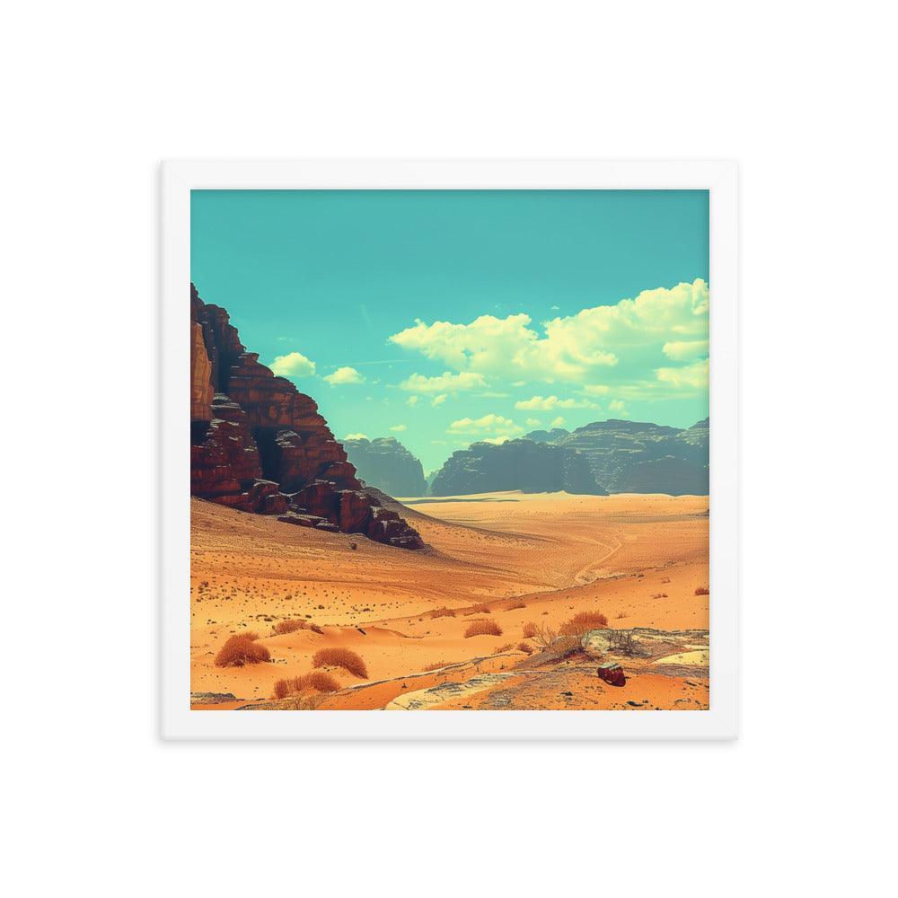 Jordan Wadi Rum Desert Camel Landscape Framed Poster - Oh Posters