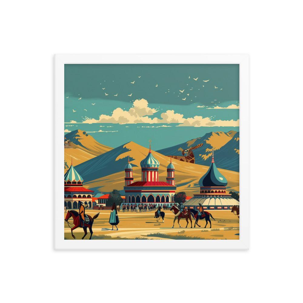 Kazakhstan Traditional Nomadic Settlement Framed Poster - Oh Posters