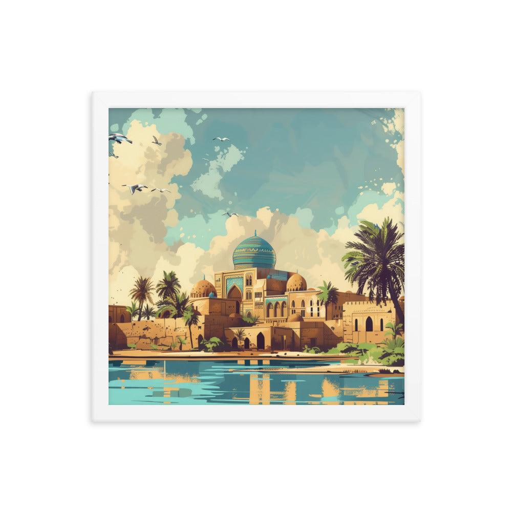 Iraq Riverside Mosque Tropical Landscape Framed Poster - Oh Posters