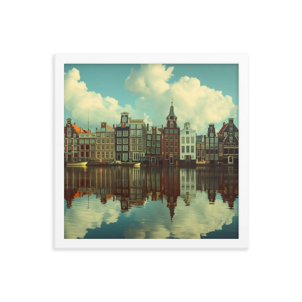 Netherlands Historic Amsterdam Canal Houses Framed Poster - Oh Posters