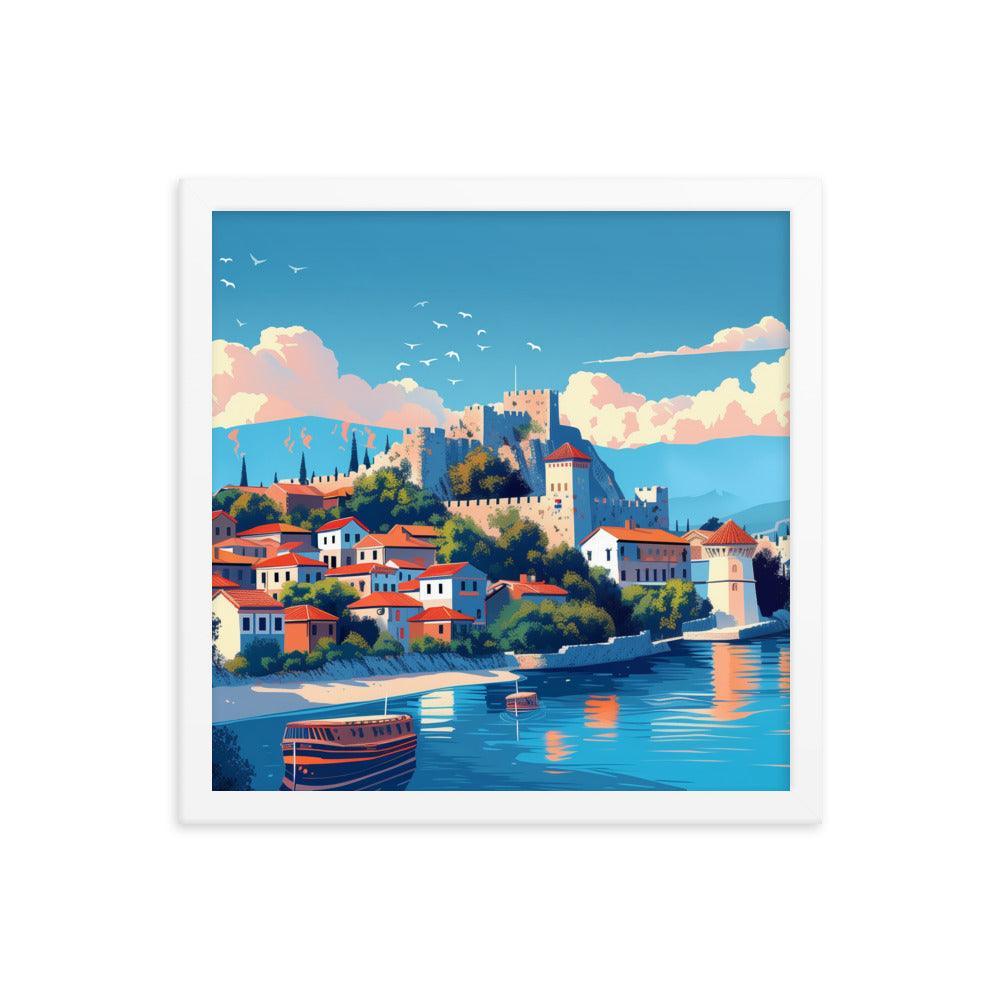 North Macedonia Historic Castle by the Lake Framed Poster - Oh Posters