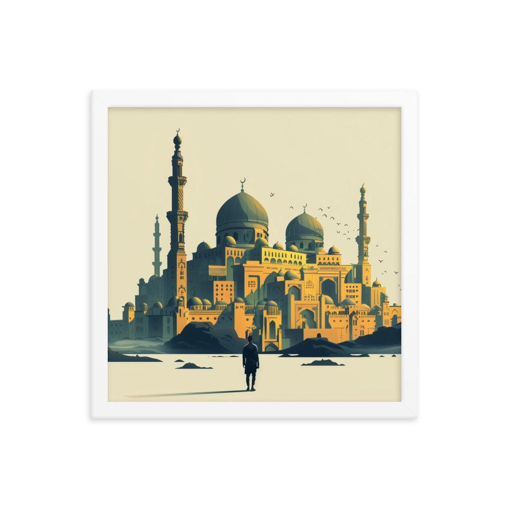 Saudi Arabia Majestic Mosque Desert Landscape Framed Poster - Oh Posters