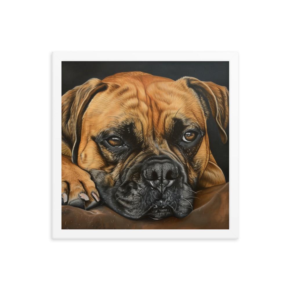 Bullmastiff Resting Portrait Painting Framed Poster - Oh Posters