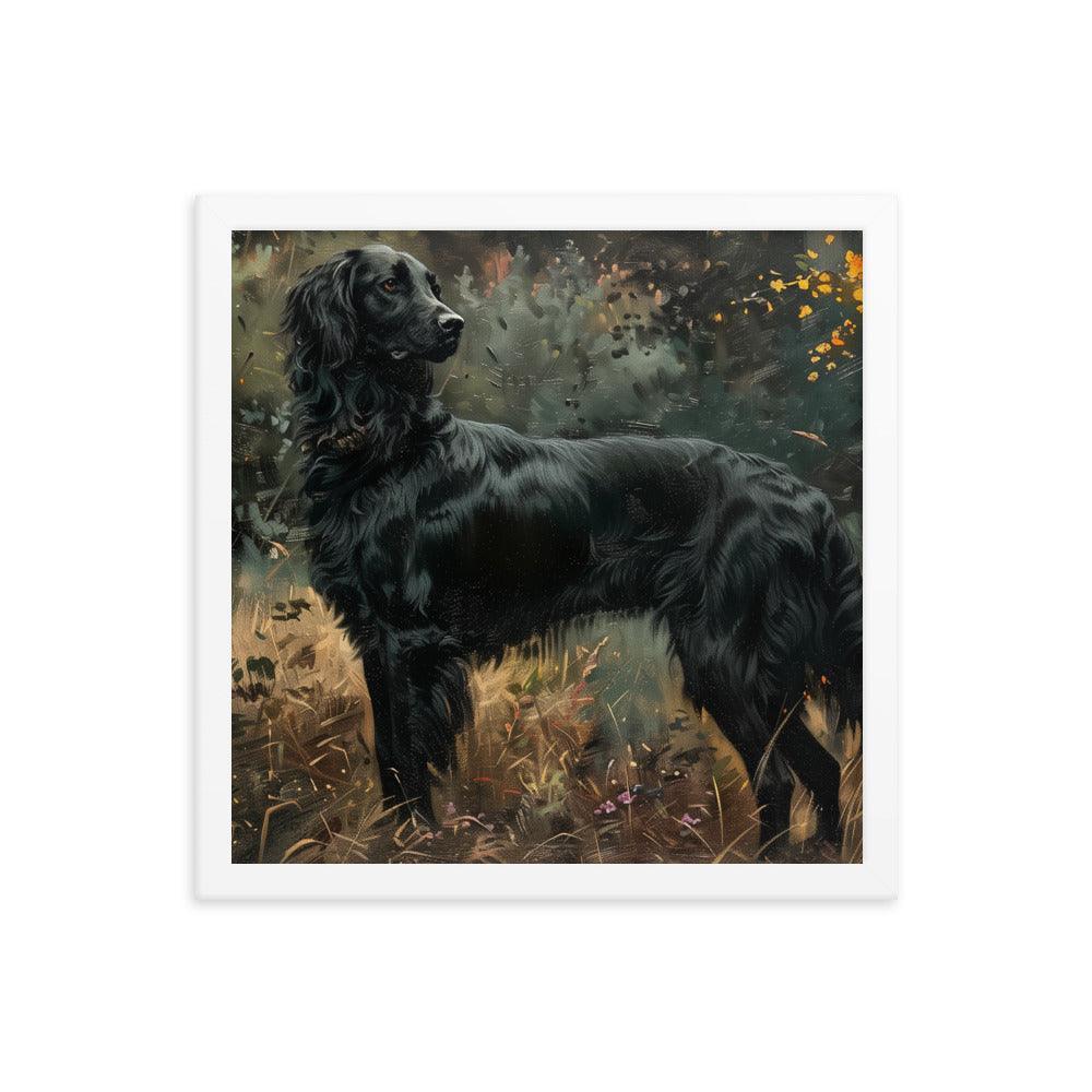 Flat-Coated Retriever in Forest Painting Framed Poster - Oh Posters