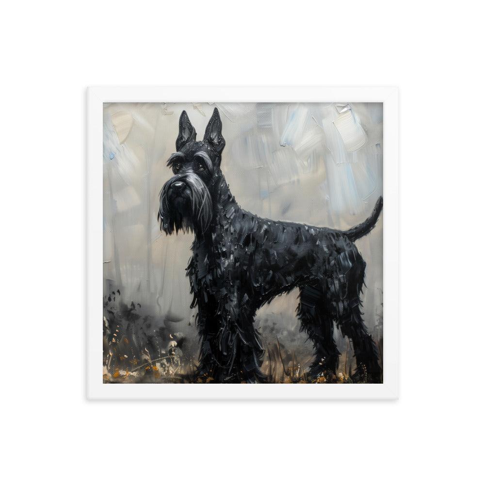 Giant Schnauzer Abstract Black and Gray Portrait Framed Poster - Oh Posters