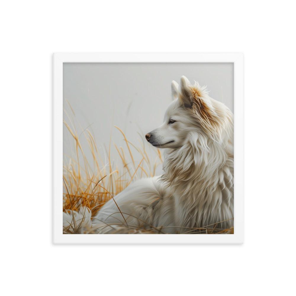 Icelandic Sheepdog in Golden Field Art Framed Poster - Oh Posters