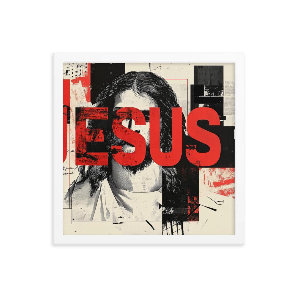 Jesus Typography Heals Abstract Collage Art Framed Poster - Oh Posters